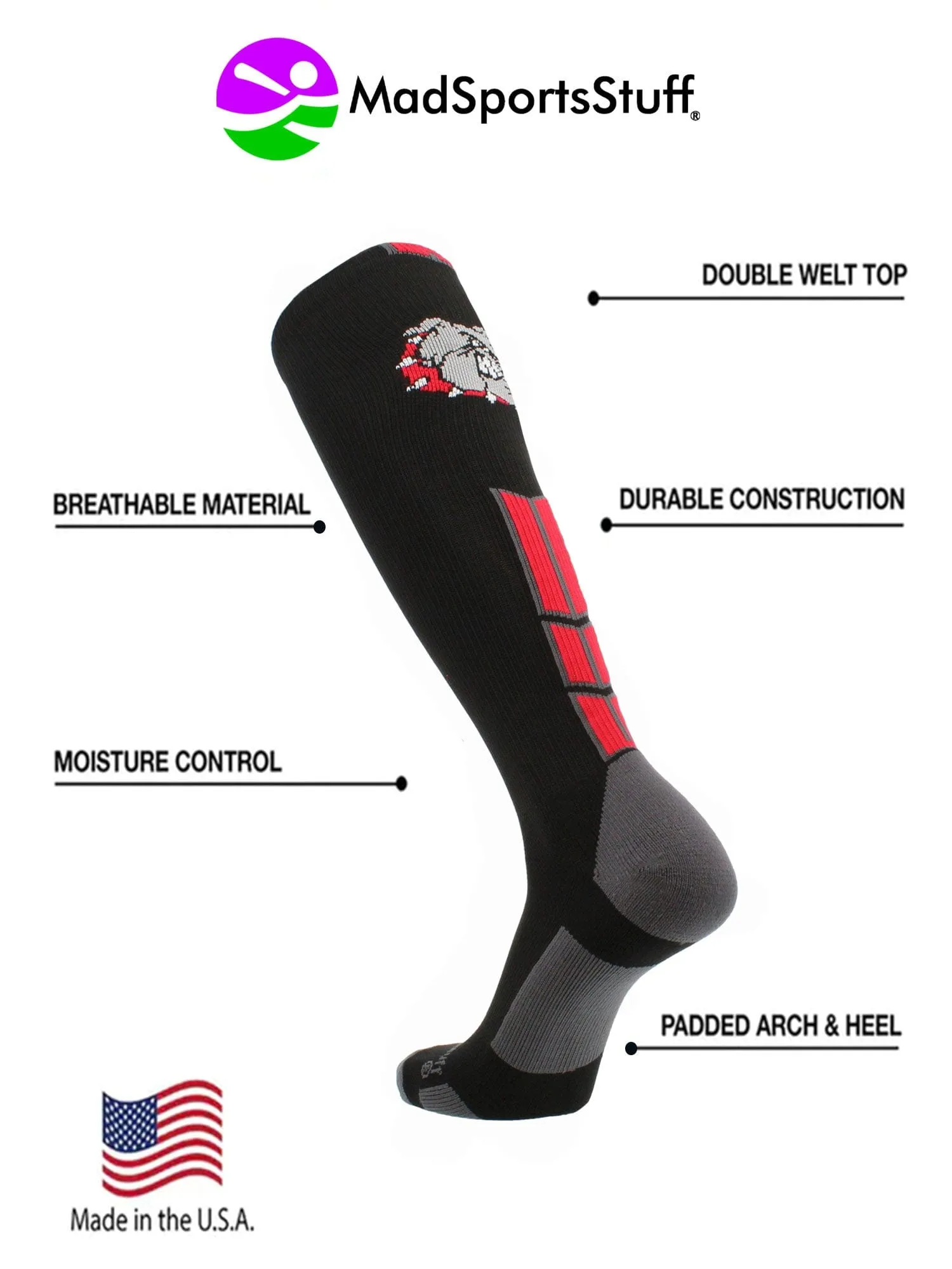 Bulldog Logo Over the Calf Socks