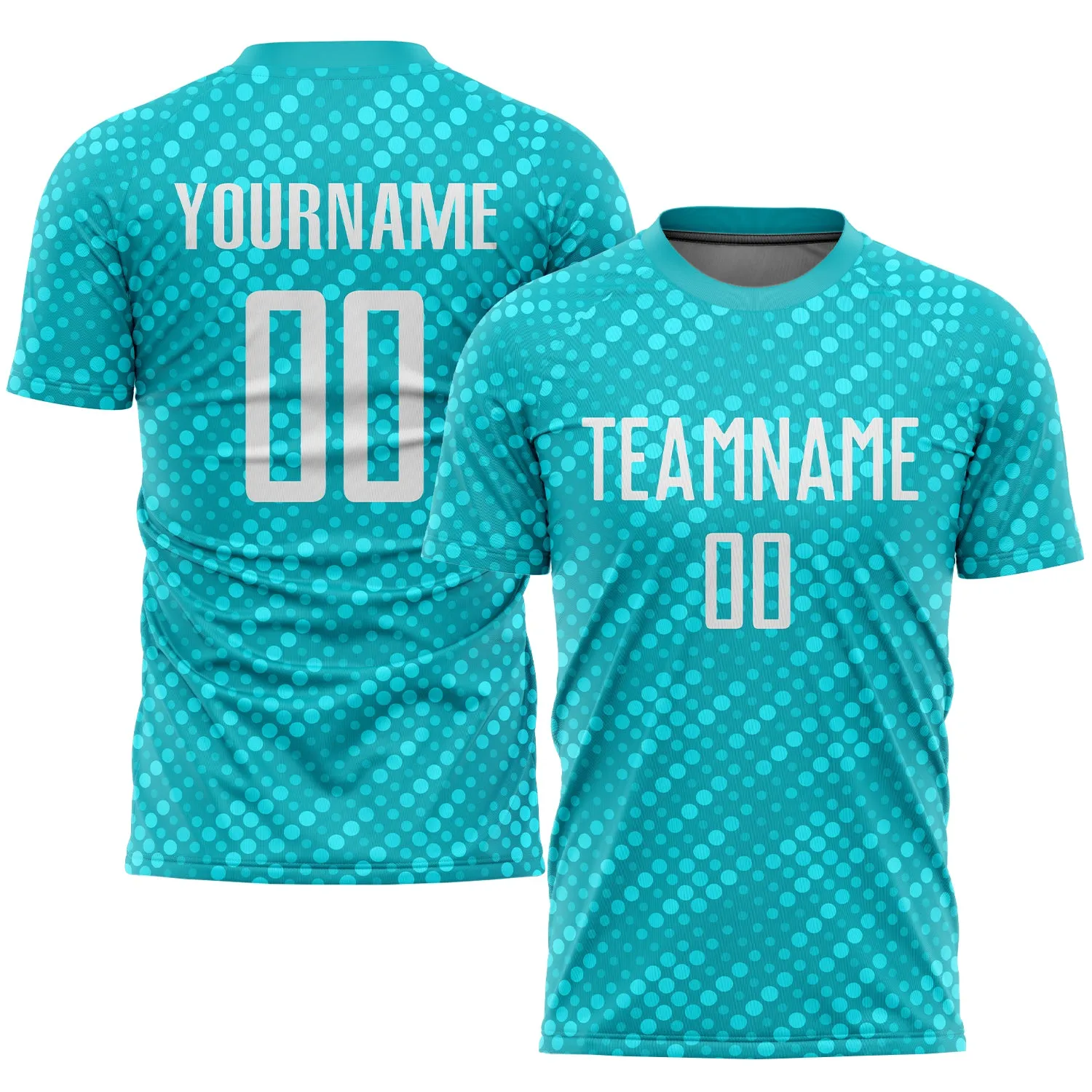 Custom Aqua White Sublimation Soccer Uniform Jersey