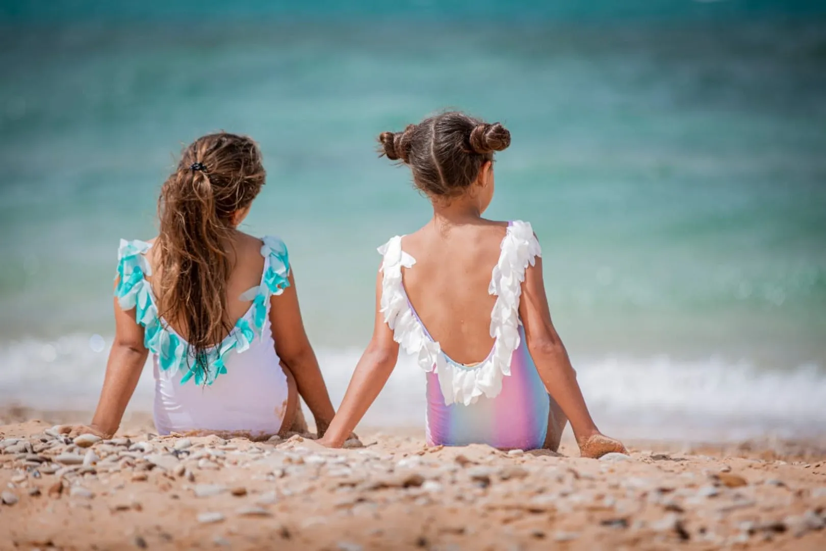 Mermaid sequined swimsuit with petals