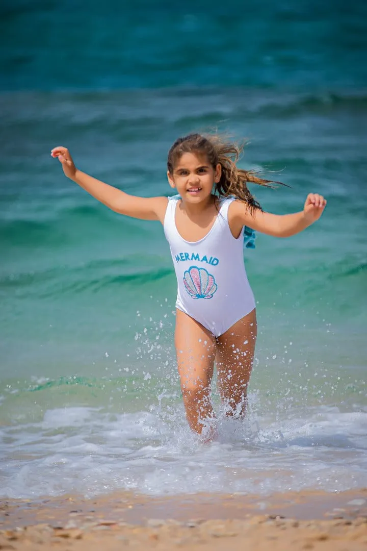 Mermaid sequined swimsuit with petals