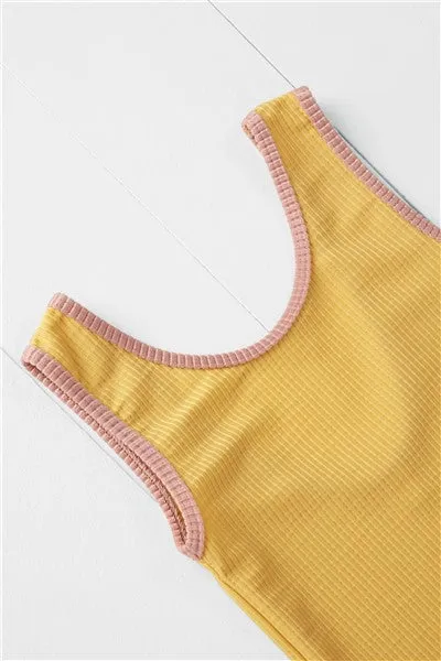 Ochre Ribbed Swimsuit