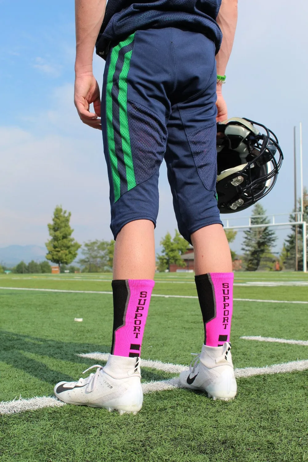 Pink Ribbon Breast Cancer Awareness Support Athletic Crew Socks