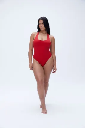 Racer Back High Leg Swimsuit - Classic Red