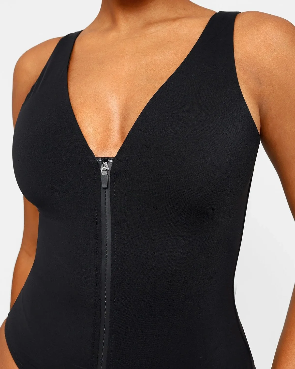 Smart Sculpt Plunge Zip Front Shaping Swimsuit