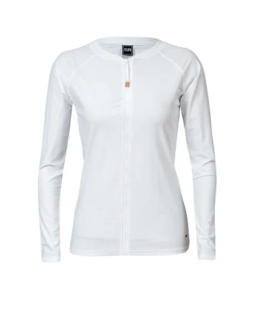 Snapper Rock Ladies White Zip Front LS Rash Top (SALE)